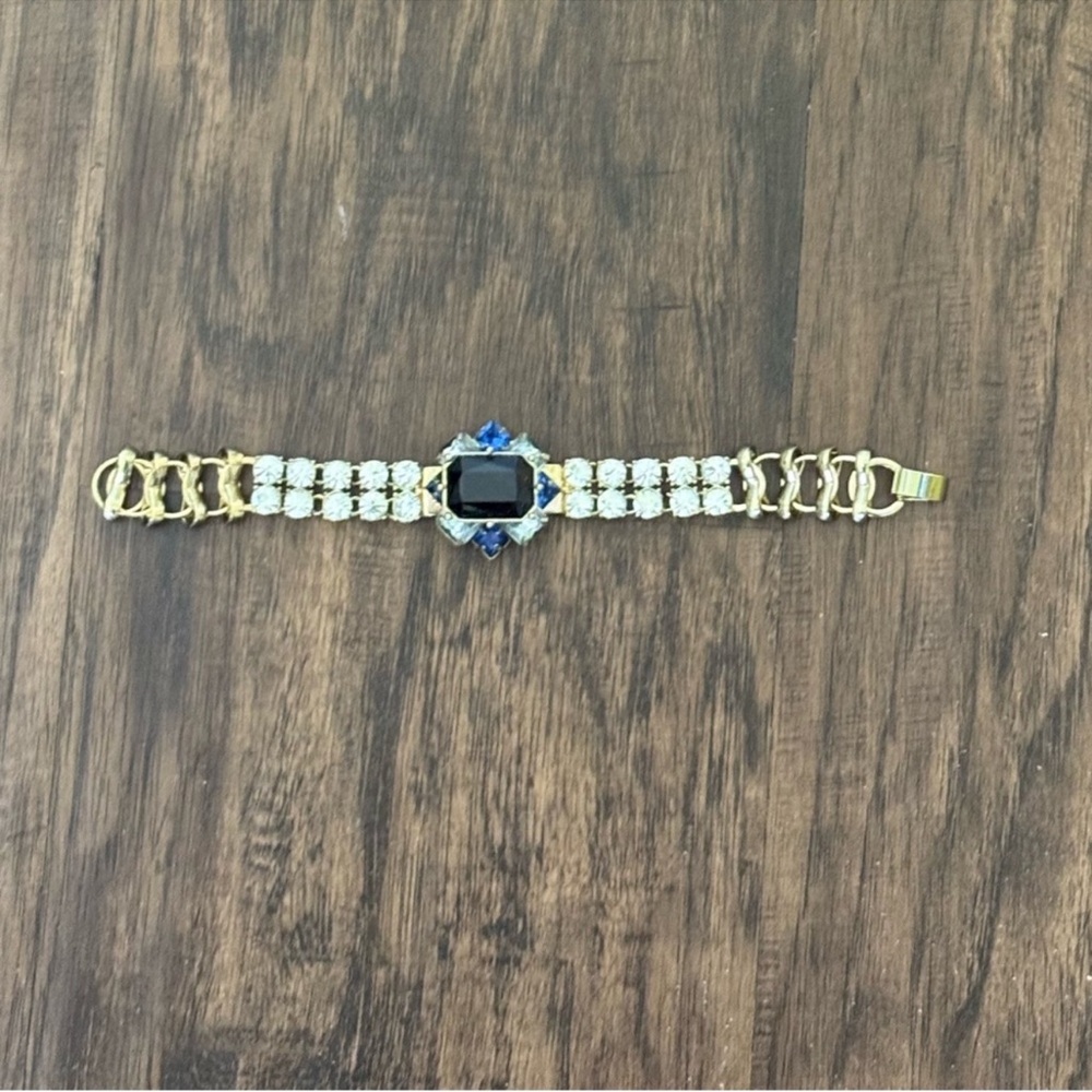 J. Crew Gold and Blue Crystal Bracelet